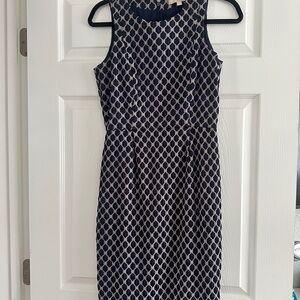 Banana Republic Blue and White Sleeveless Sheath Dress